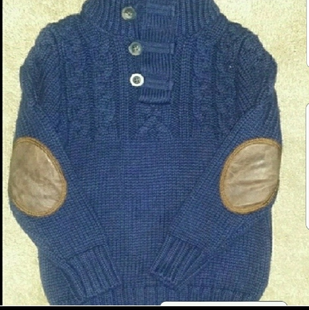 NEW Sweater Toddler Boy  knit w elbow Navy blue